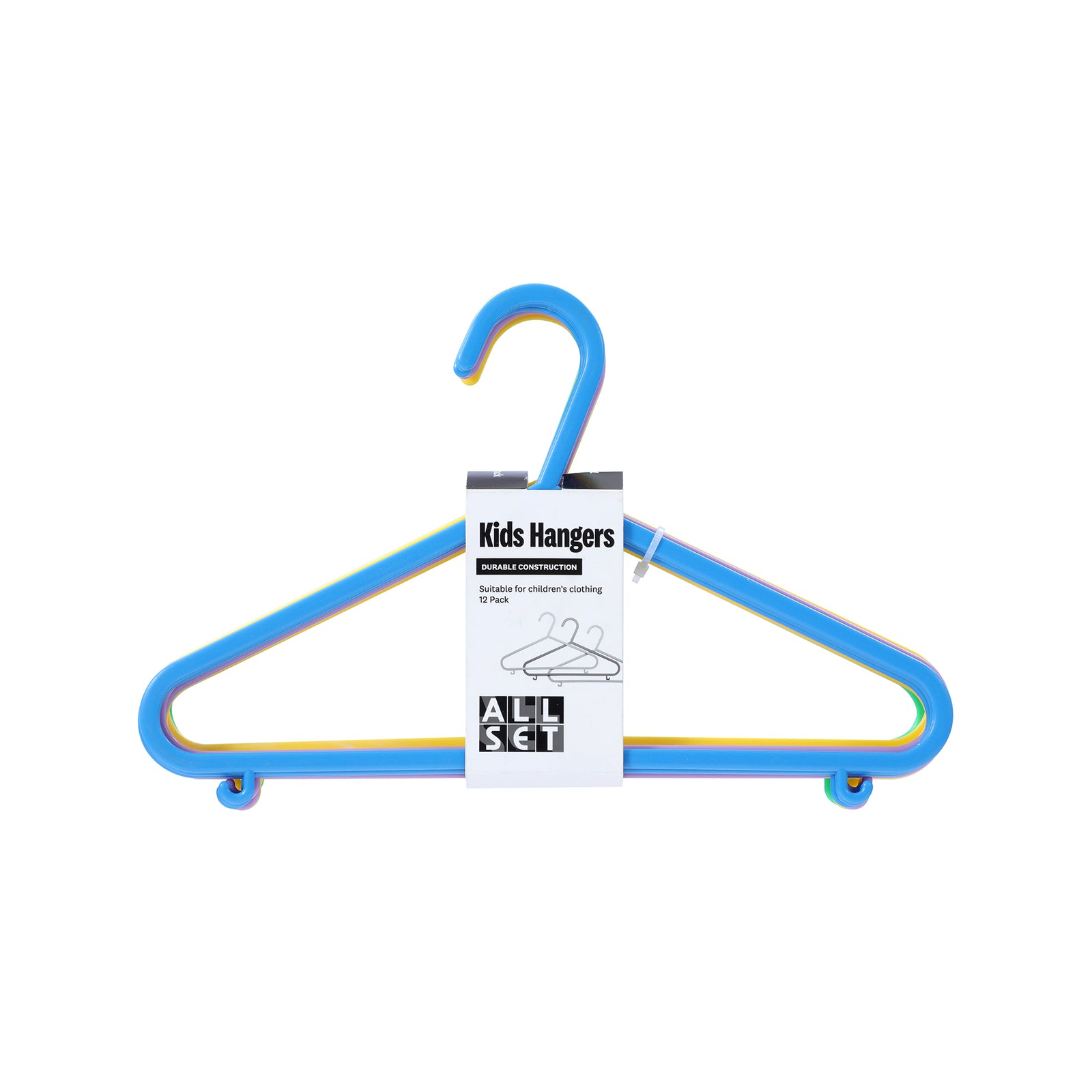 All Set Kids Clothes Hangers 12 Pack - Assorted Colour PP Children's Hangers