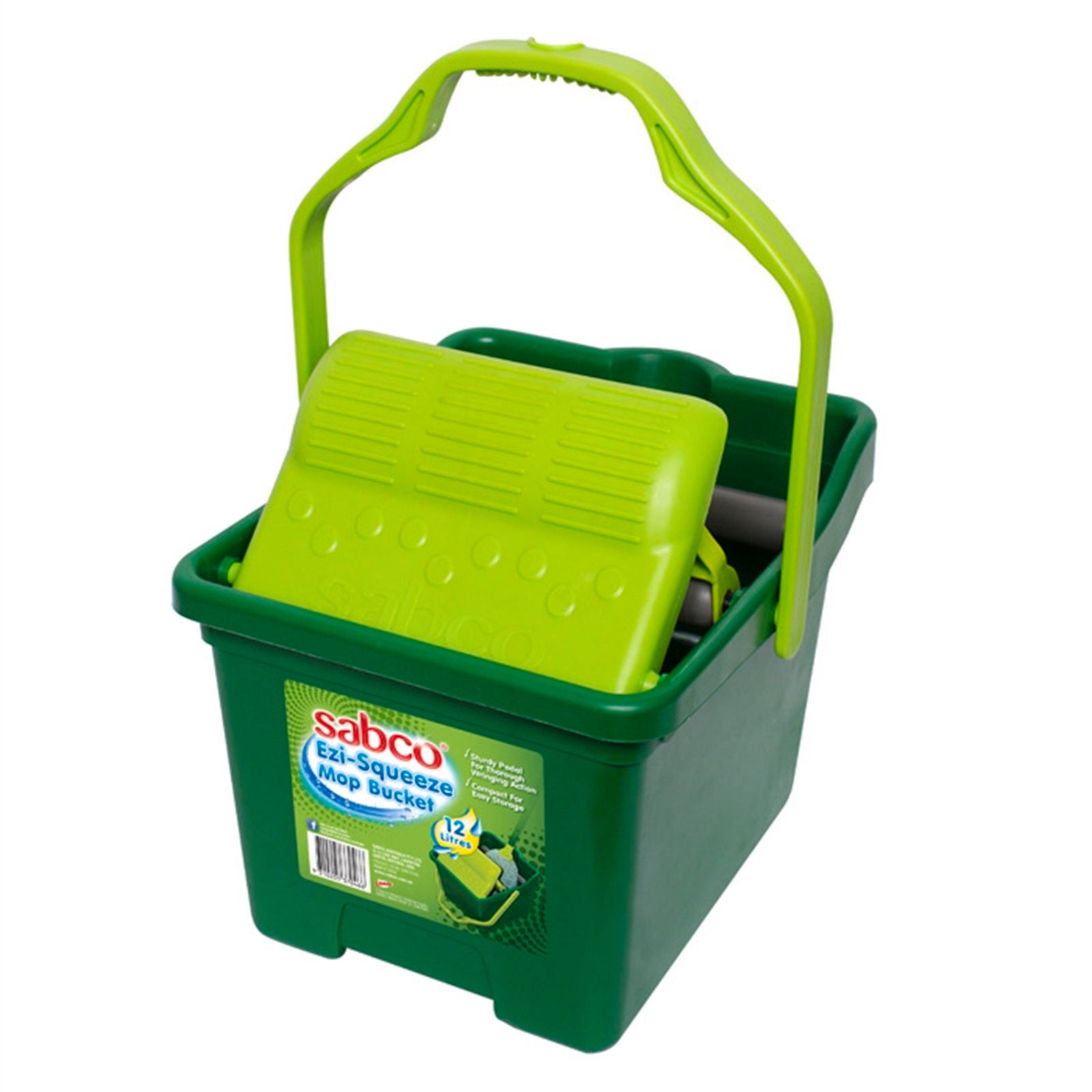 Sabco Ezi-Squeeze Mop Bucket 12L - Foot-Operated Wringer Bucket, Green