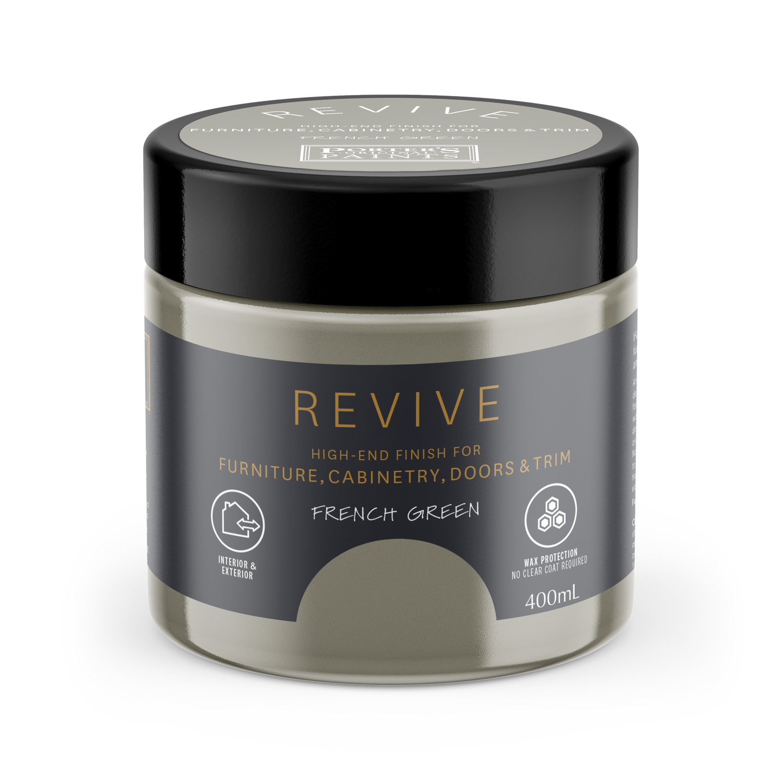 Porter's Paints 400ml French Green Revive Furniture & Cabinetry Paint, Satin, UV Resistant