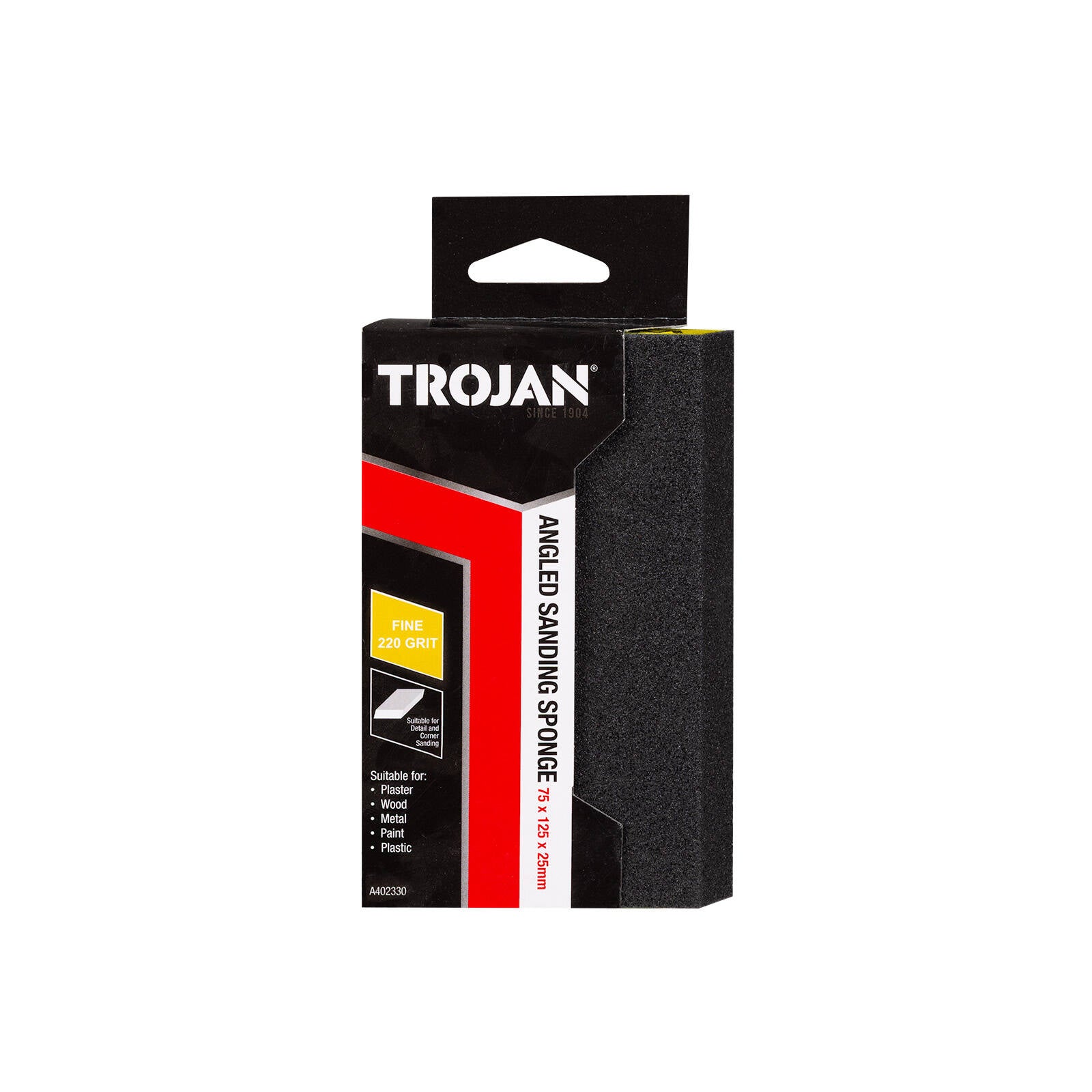 Trojan 220 Grit Jumbo Angled Sanding Sponge 64 x 127 x 25mm
