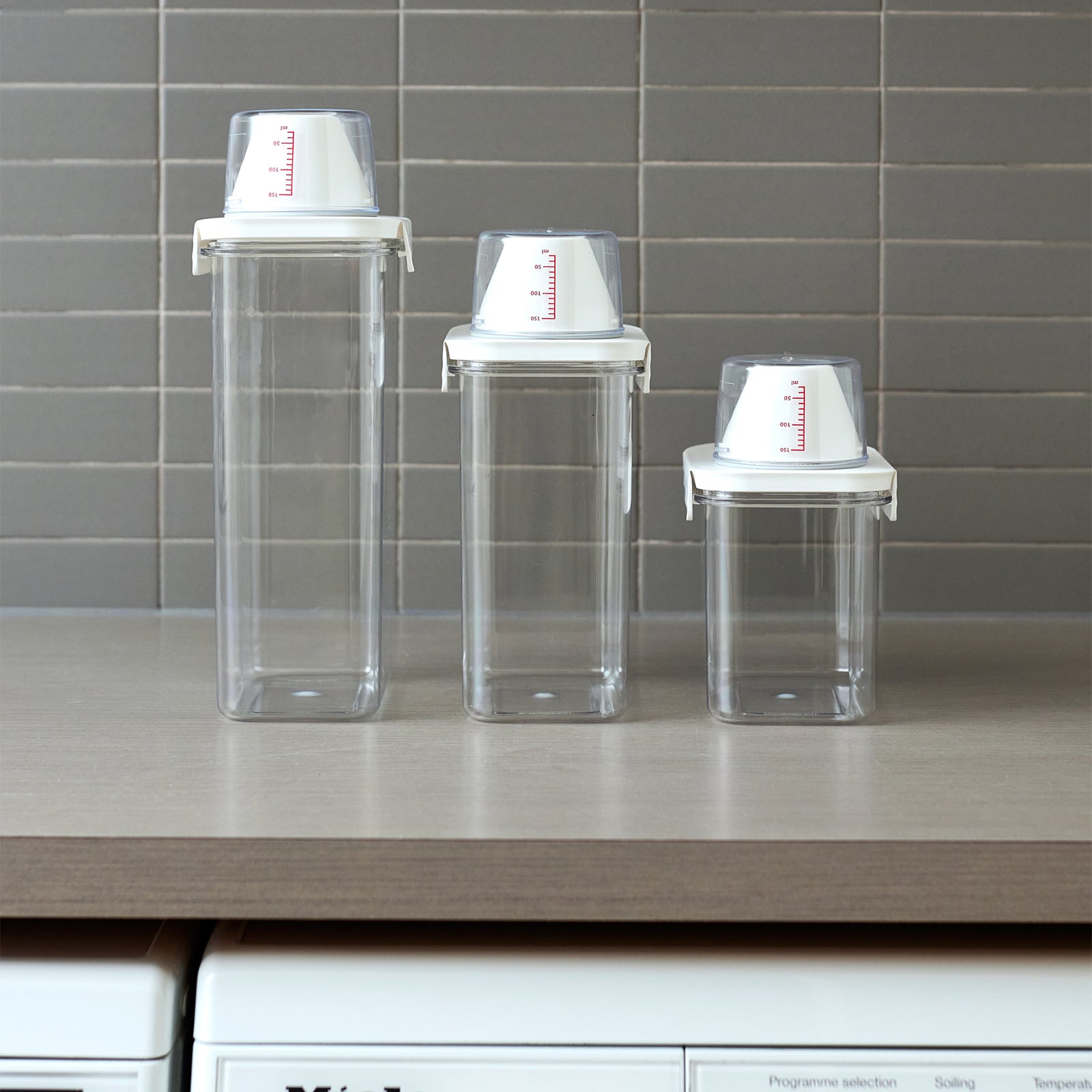 Boxsweden 1.1L Clear PET Crystal Laundry Container with Measuring Cup