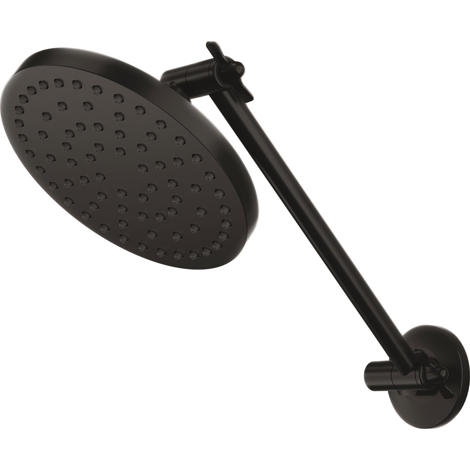 Methven Krome 150mm Black Hi Rise Wall Shower, Brass, Round, Height Adjustable Arm, WELS 3 Star, 9L/min