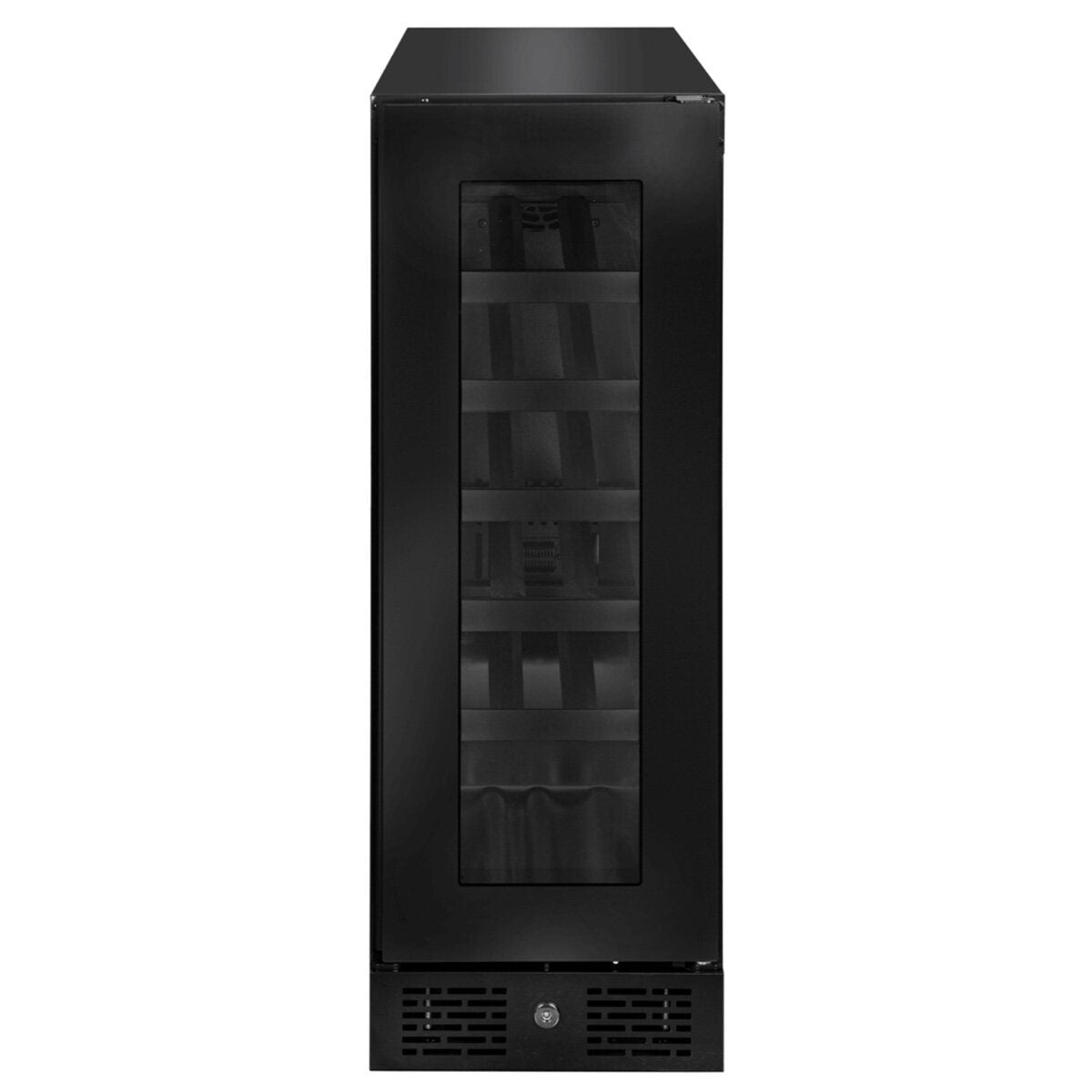 Artusi 18 bottle single zone wine cellar - black smoky glass, UV protected, reversible hinge - AWC18BV