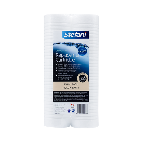 Stefani 50 Micron Heavy Duty Universal Replacement Filter, 250mm, Polypropylene, 2 Pack