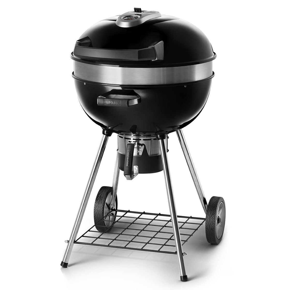 Napoleon Professional Charcoal Kettle BBQ - Black, Accu-Probe Gauge, Three Cooking Heights - PRO22K-LEG-2