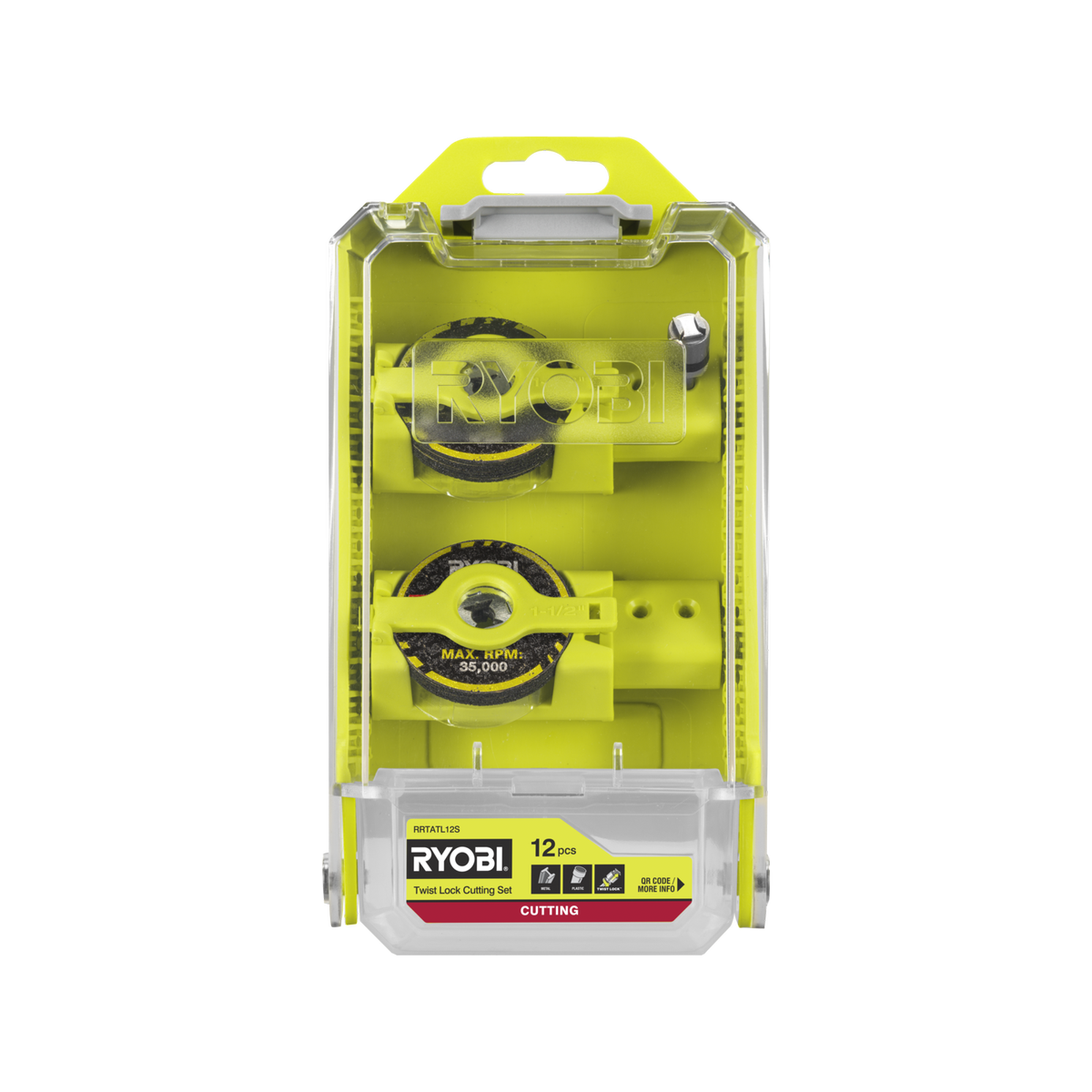 Ryobi 12 Piece Twist Lock Cutting Set - 11 Discs 38mm - Tool-Free Changes - SuperSaverAU - view 1