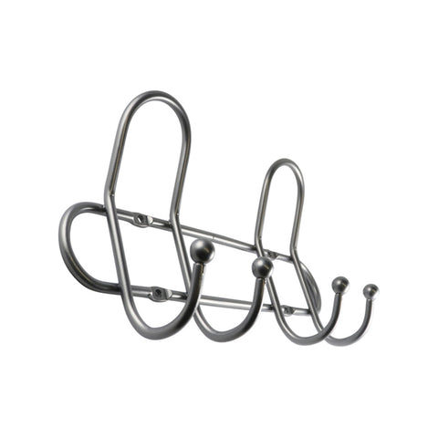 Adoored 4 Hook Satin Chrome Wire Deco Hook Rack 250mm Steel