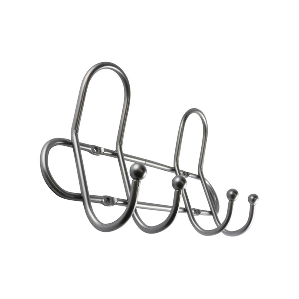 Adoored 4 Hook Satin Chrome Wire Deco Hook Rack 250mm Steel