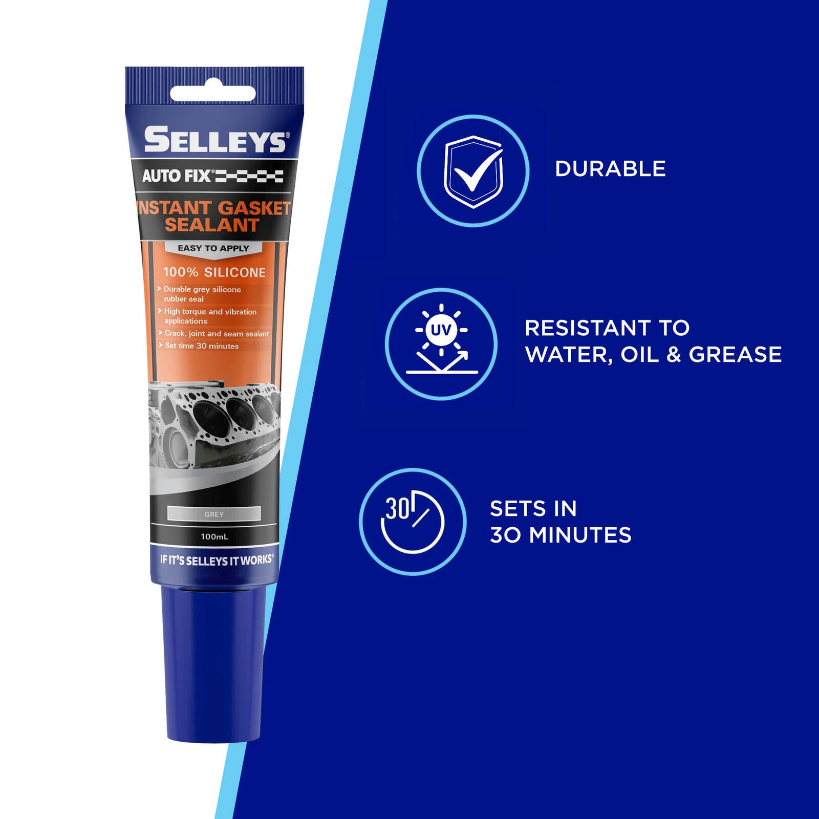 Selleys Autofix Instant Gasket 100ml Grey RTV Silicone Rubber