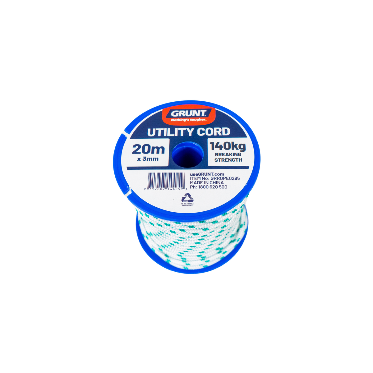 Grunt Utility Cord 3mm x 20m Polypropylene Strong Durable Rope - SuperSaverAU - view 1