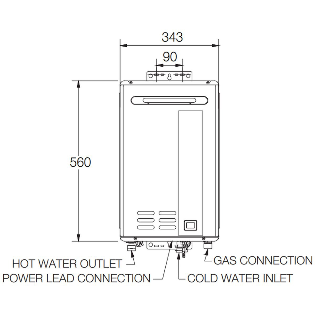 Rheem External LP Gas Continuous Flow Hot Water System - 28L/min - 60°C Preset - 874B28PF