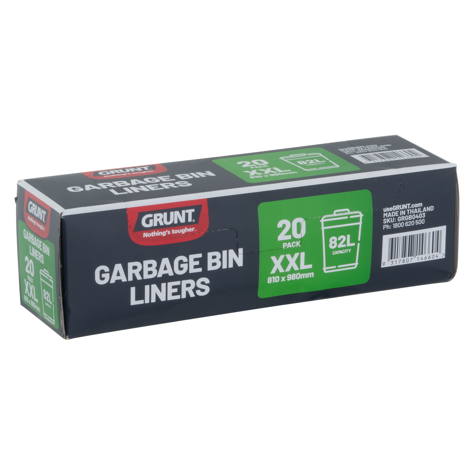 Grunt 82L Large Garbage Bin Liners - 20 Pack