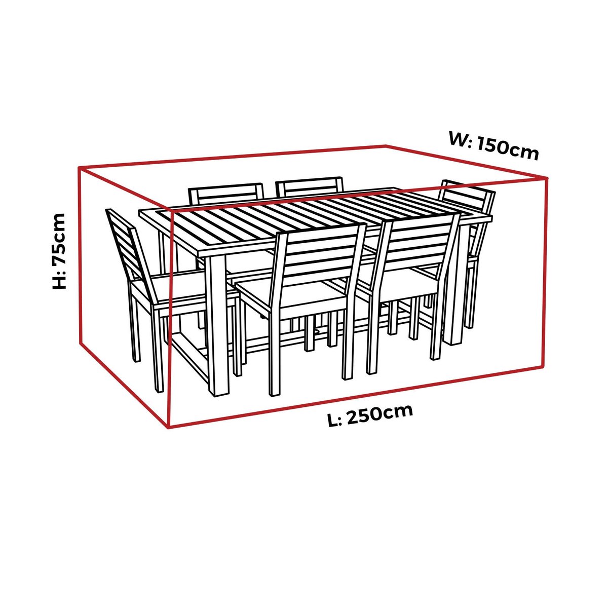 Mojo Medium Outdoor Rectangle Table and Chairs Cover - 2500mm x 750mm x 1500mm - UV Resistant, Water Repellent - SuperSaverAU - view 3