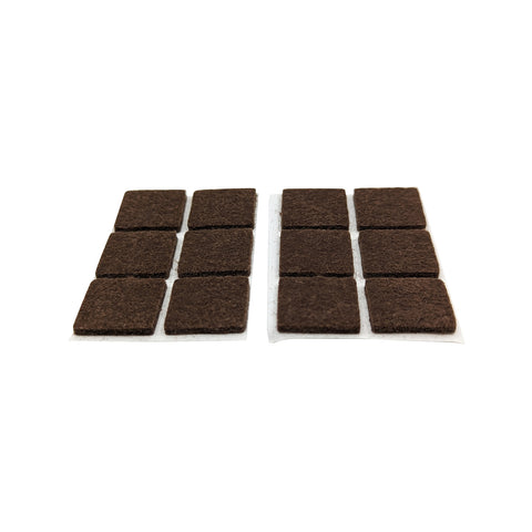 Surface Gard 19 x 19mm Brown Square Felt Floor Protectors 12 Pack