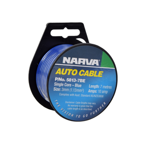 Narva 10A 3mm Blue Single Core Cable 7m Copper Durable Flexibility - SuperSaverAU - view 1