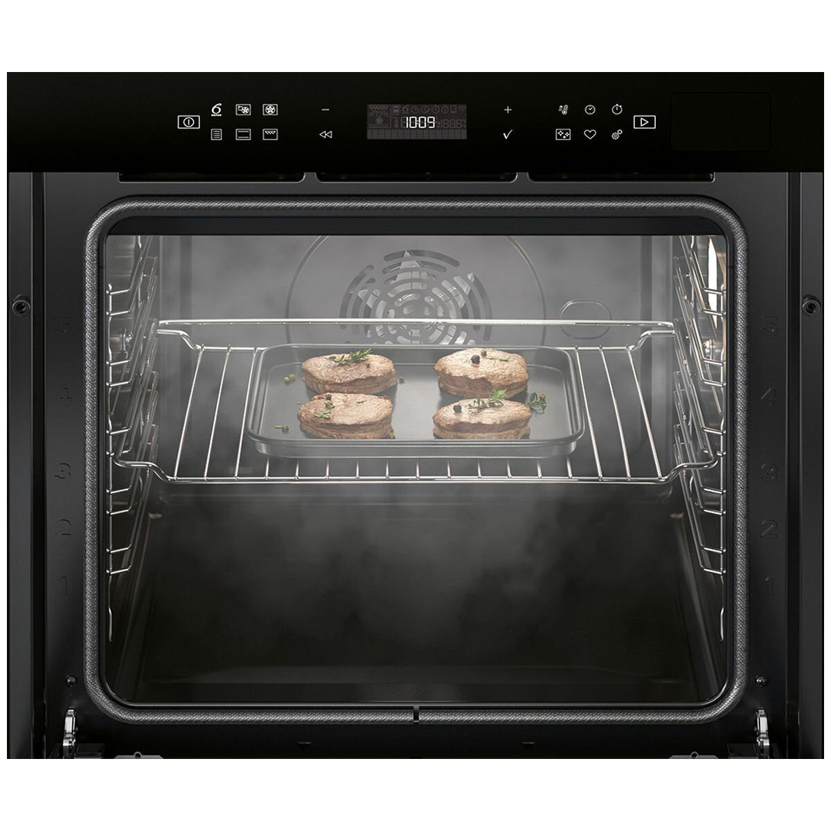 Whirlpool 60cm Pyrolytic Oven with SteamSense - 73L Gross, 6th Sense, Ready2Cook, Black - W7OSPBLAUS