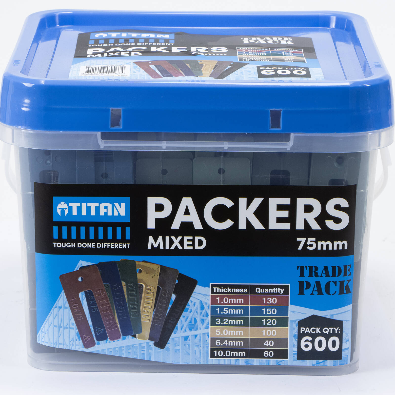 Titan Window Packers 75mm Mixed Sizes 1-10mm, UV Stable Plastic, 600 Piece