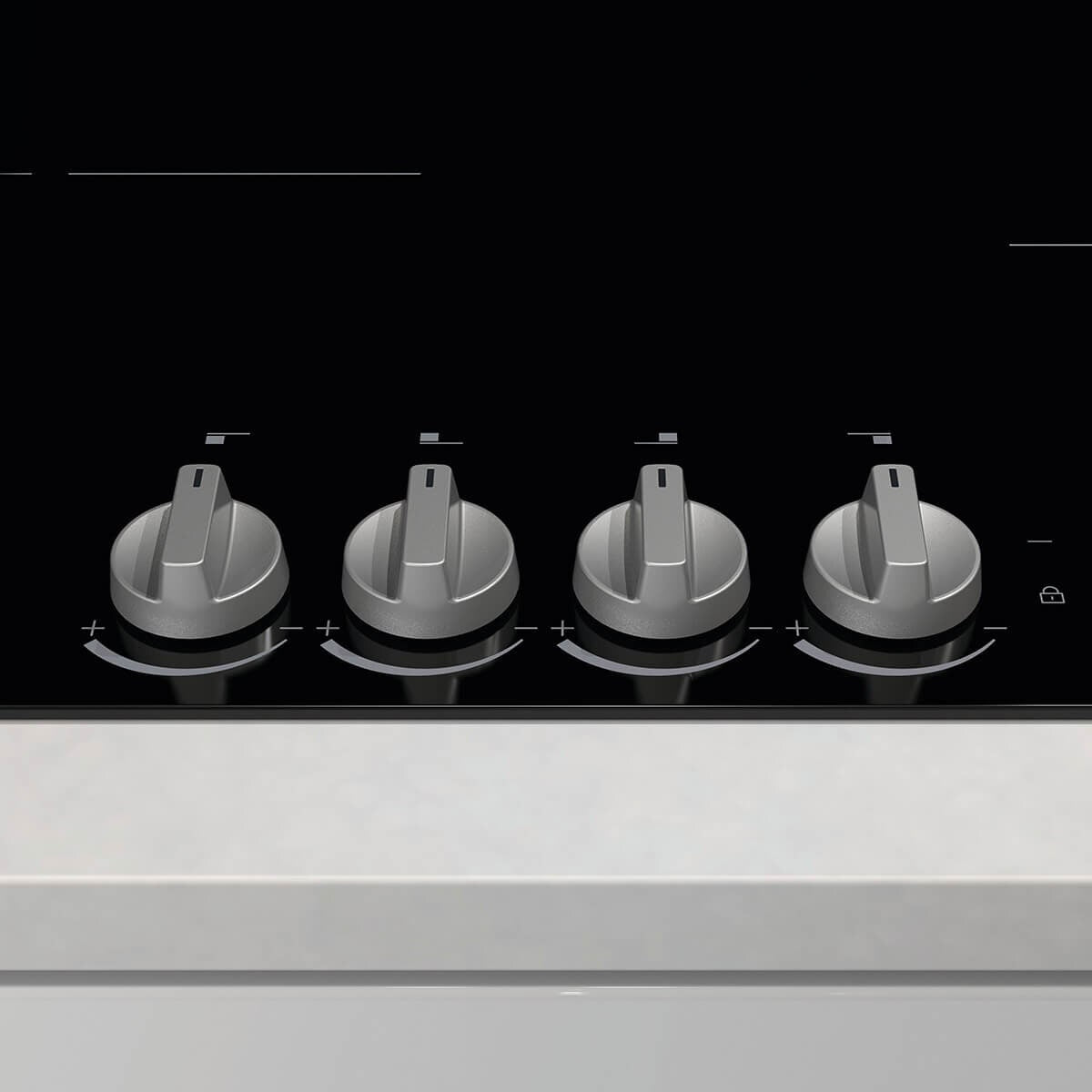 Haier electric ceramic cooktop - 4 radiant zones, dial controls, spill detection, black glass - HCE604DB3