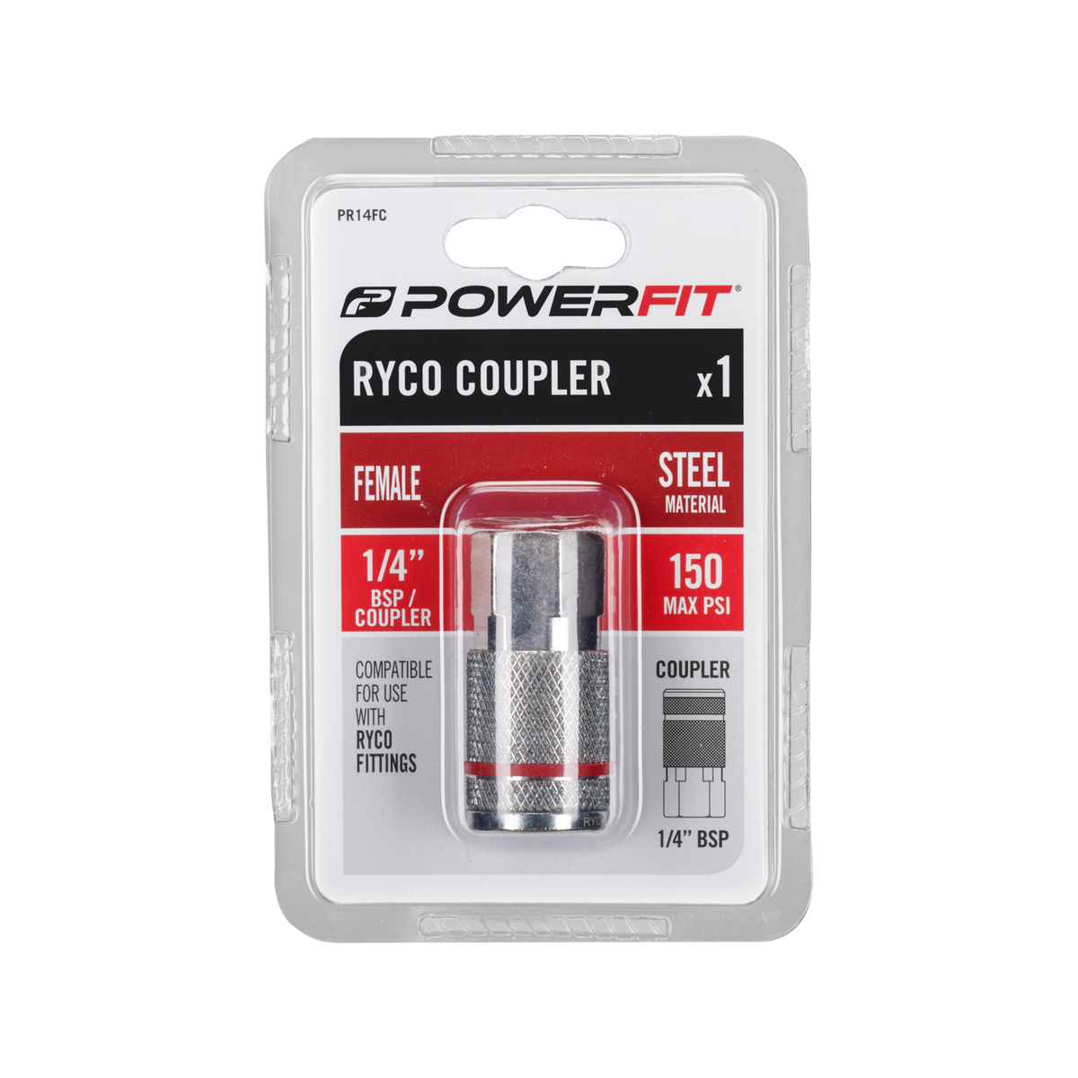 Powerfit RYCO Style 1/4" Female Coupler PR14FC