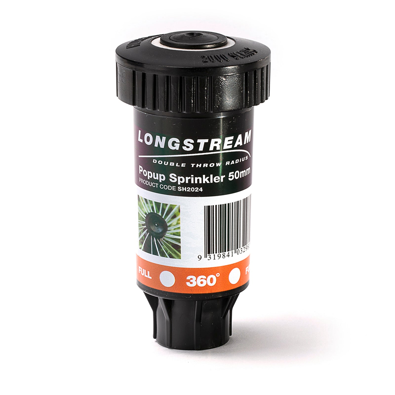 Holman 50mm Longstream Full Circle Rotating Pop Up Sprinkler - 15mm BSP, 800 kPa, Black