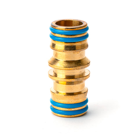 Holman 18mm 2-Way Brass Coupling Hose Connector, Gold Snap-On Fitting