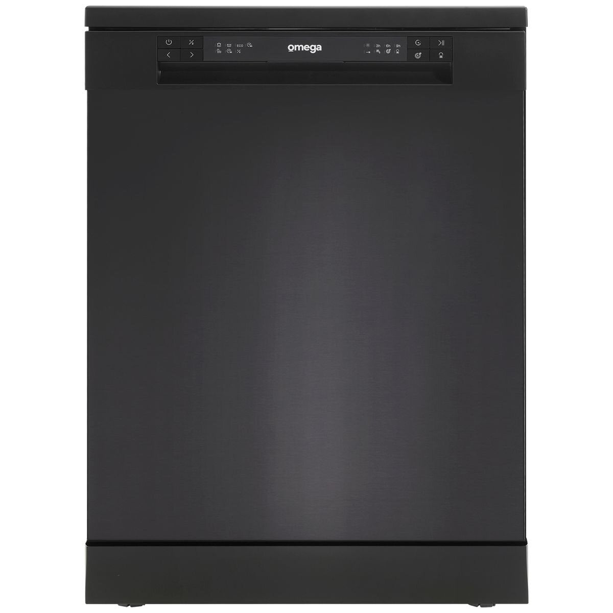 Omega 60cm 14 Place Freestanding Dishwasher - Black Stainless Steel - Delay Start - Half Load - ODWF6014BX