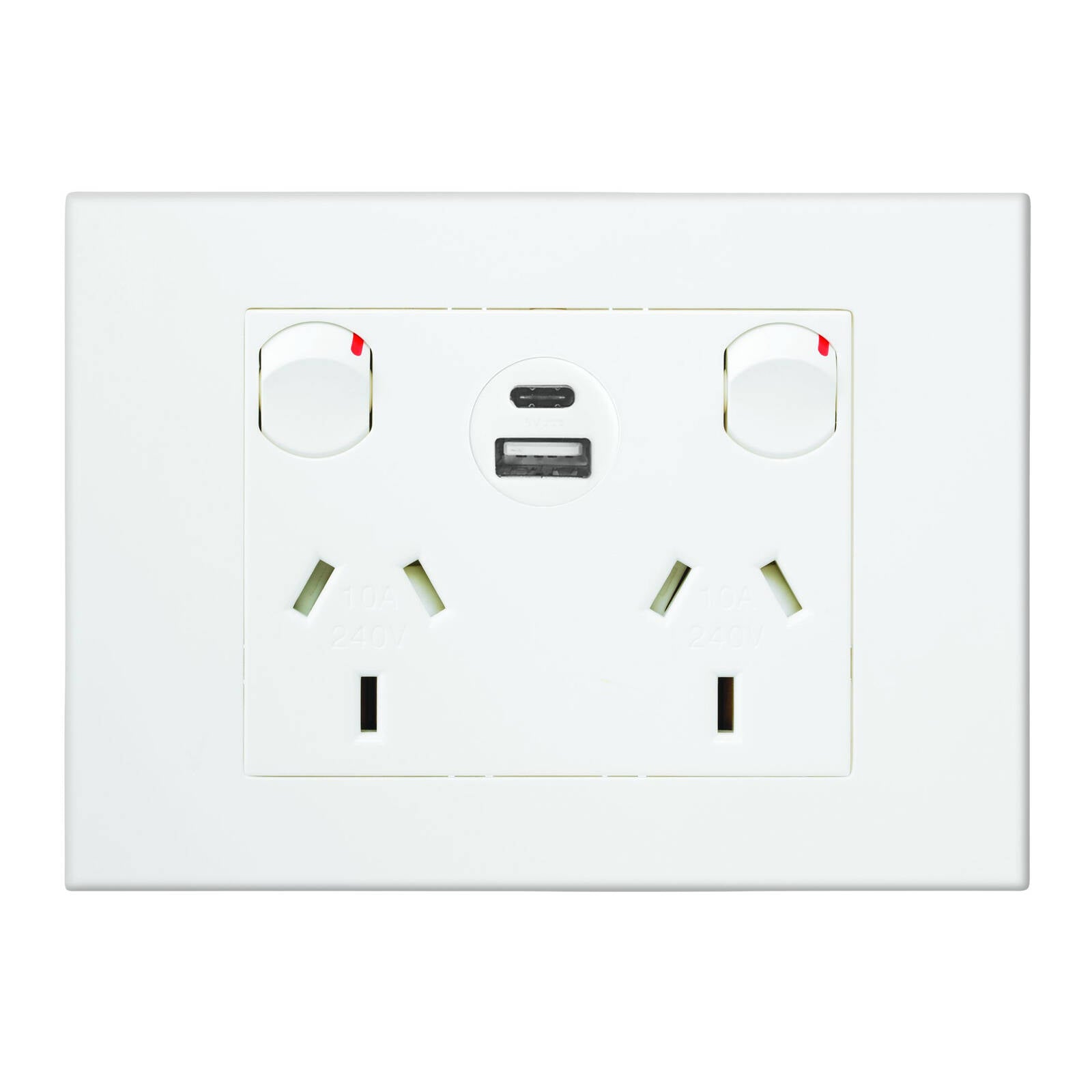 HPM VIVO White Double Powerpoint with Type A+C 15W USB Charger, 10A 240V
