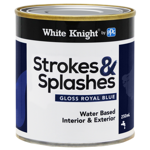 White Knight 250ml Royal Blue Strokes & Splashes Paint - Gloss Finish - Durable - SuperSaverAU - view 1