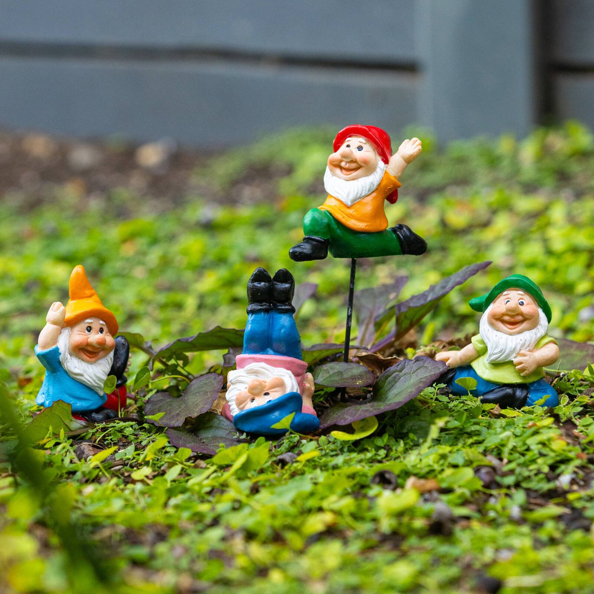 Northcote Pottery 5 x 15cm Red Hat Yoga Gnome Polyresin Garden Stake