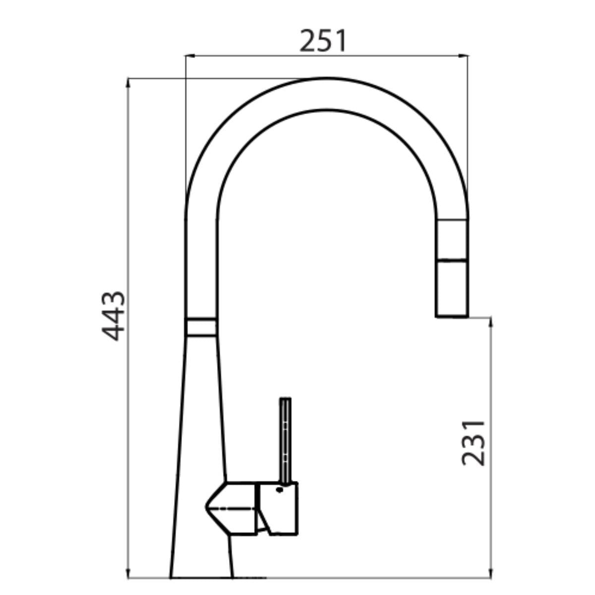 Oliveri Essente 316 stainless steel pull out gooseneck mixer tap - Gunmetal - WELS 5 star - SS31625-GM