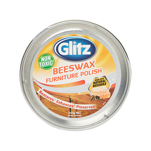 Glitz 200g Beeswax Polish, Natural Beeswax Furniture Restorer, Tin