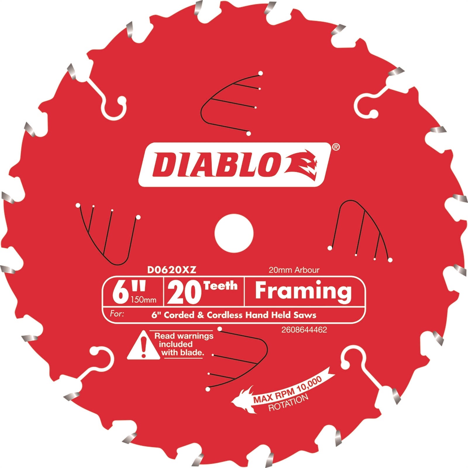 Diablo 150mm 20T General Purpose Hardened Steel Circular Saw Blade Cordless