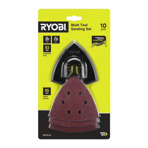Ryobi 10 Piece Multi Tool Sanding Set 93mm Pad 80/120/240 Grit RMTBS10S