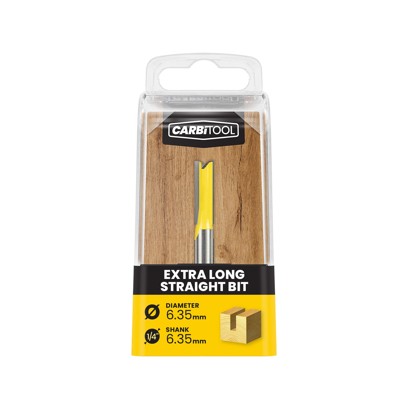 Carbitool 6.35mm XL Extra Long TCT Straight Router Bit, Double Flute