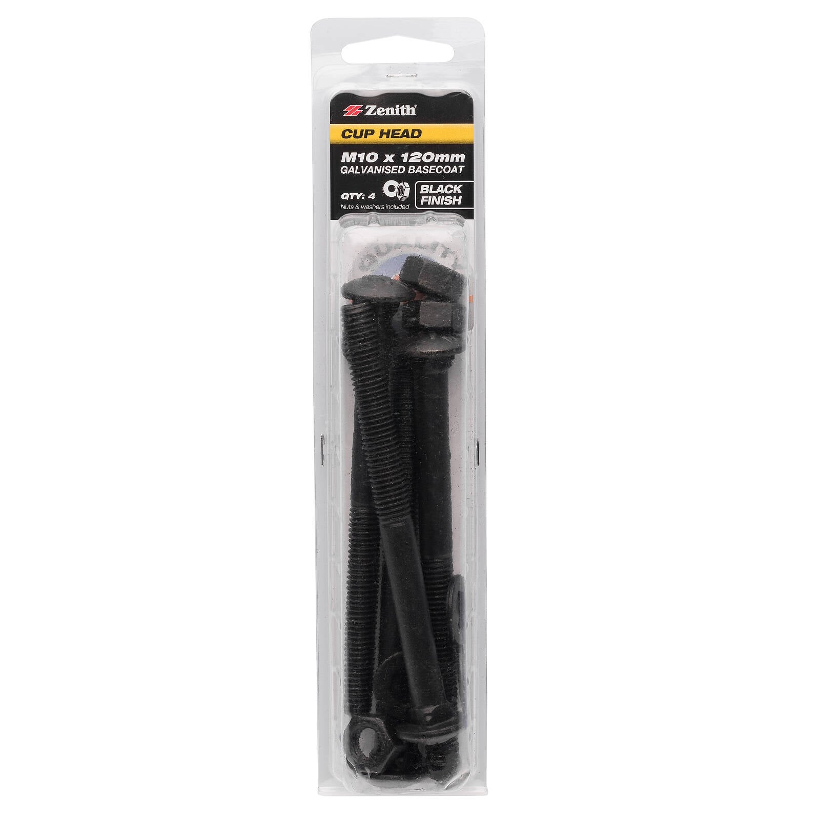 Zenith M10 x 120mm Black Cup Head Bolt - 2 Pack
