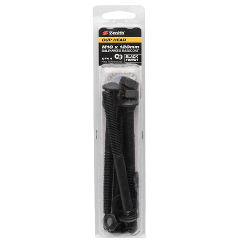 Zenith M10 x 120mm Black Cup Head Bolt - 2 Pack