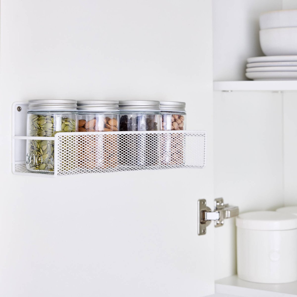EzyStorage Large Door Mount Wire Rack - 300mm x 101mm x 102mm - White - Organise Jars, Herbs, Spices - SuperSaverAU - view 4