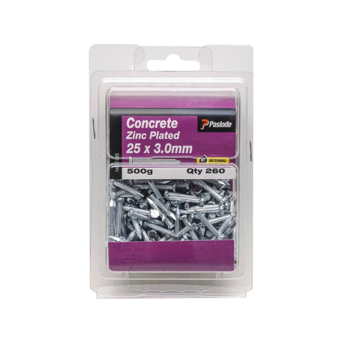 Paslode Concrete Nails 25 x 3mm Zinc Plated Steel 500g 260 Pack - SuperSaverAU - view 1