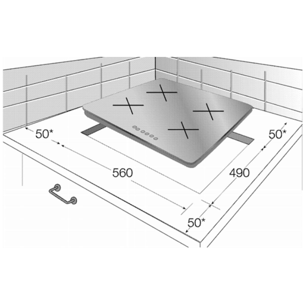 Beko 60cm Vitroceramic Cooktop - Black Glass, 4 Zones, Side Control Knobs, Frameless - BCT601CG