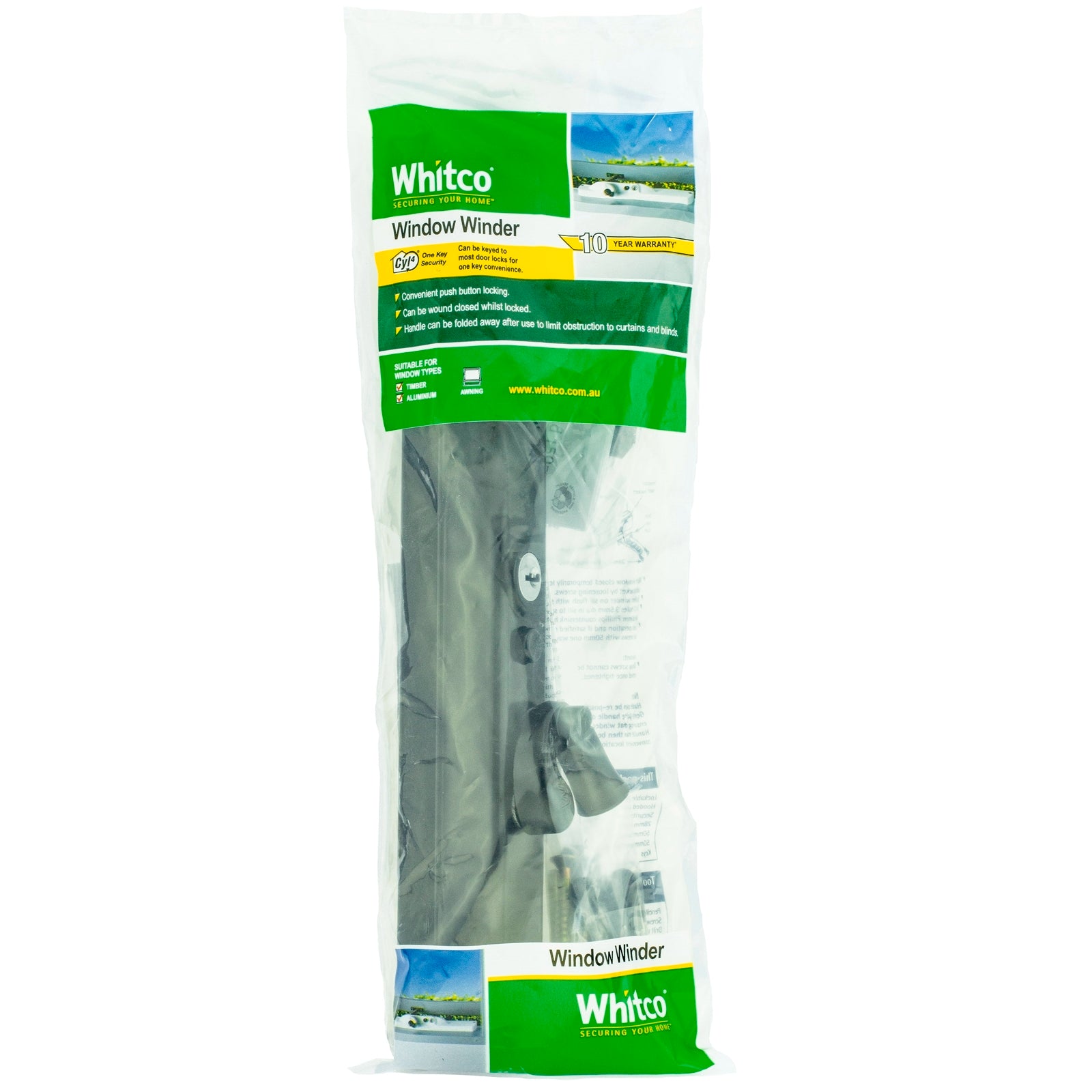 Whitco Lockable Window Winder, Black Zinc Diecast, 2 Keys, Awning Windows