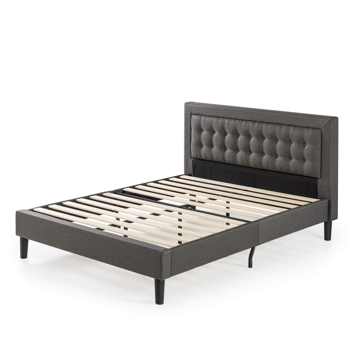 Zinus Dachelle queen upholstered bed frame - dark grey fabric, metal frame, 5 year warranty - AU-CSPB-Q