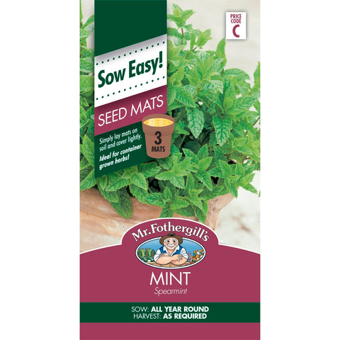 Mr Fothergill's Spearmint Seed Mats, Easy-Grow Aromatic Herb, Sun or Part Shade