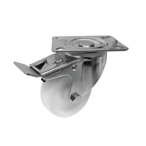 Move It 80mm White Polypropylene Swivel Plate Castor with Brake, Indoor, 120kg