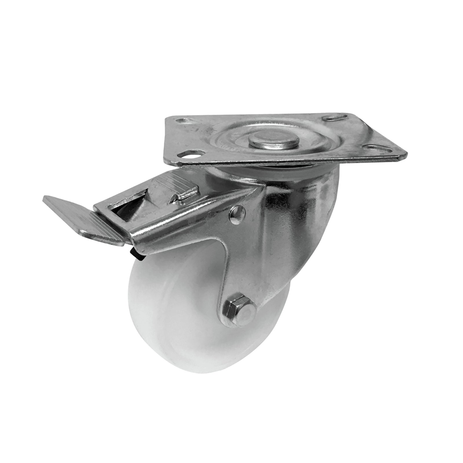 Move It 80mm White Polypropylene Swivel Plate Castor with Brake, Indoor, 120kg