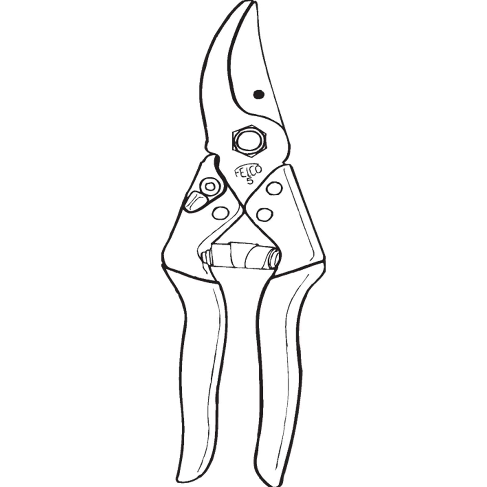 Felco 5 Economy Pruner Secateurs, 25mm Cut, 60mm Hardened Steel Bypass Blade, Red and Black