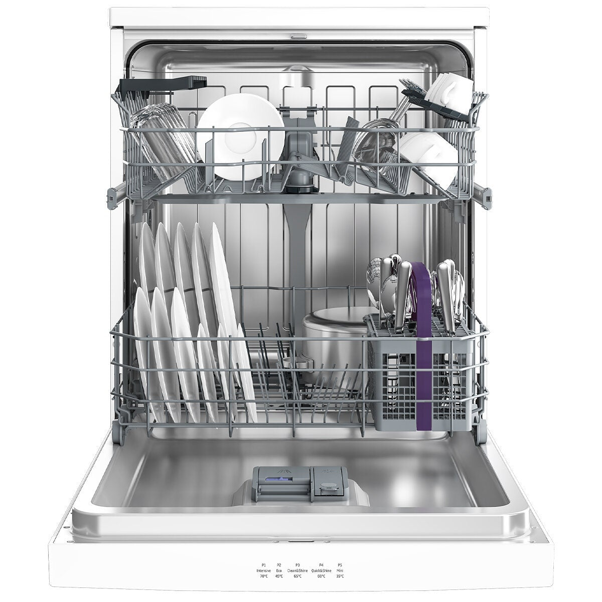 Beko 60cm Freestanding Dishwasher 14 Place Settings - White, Hygiene Intense, Steam Gloss - BDFB1410W