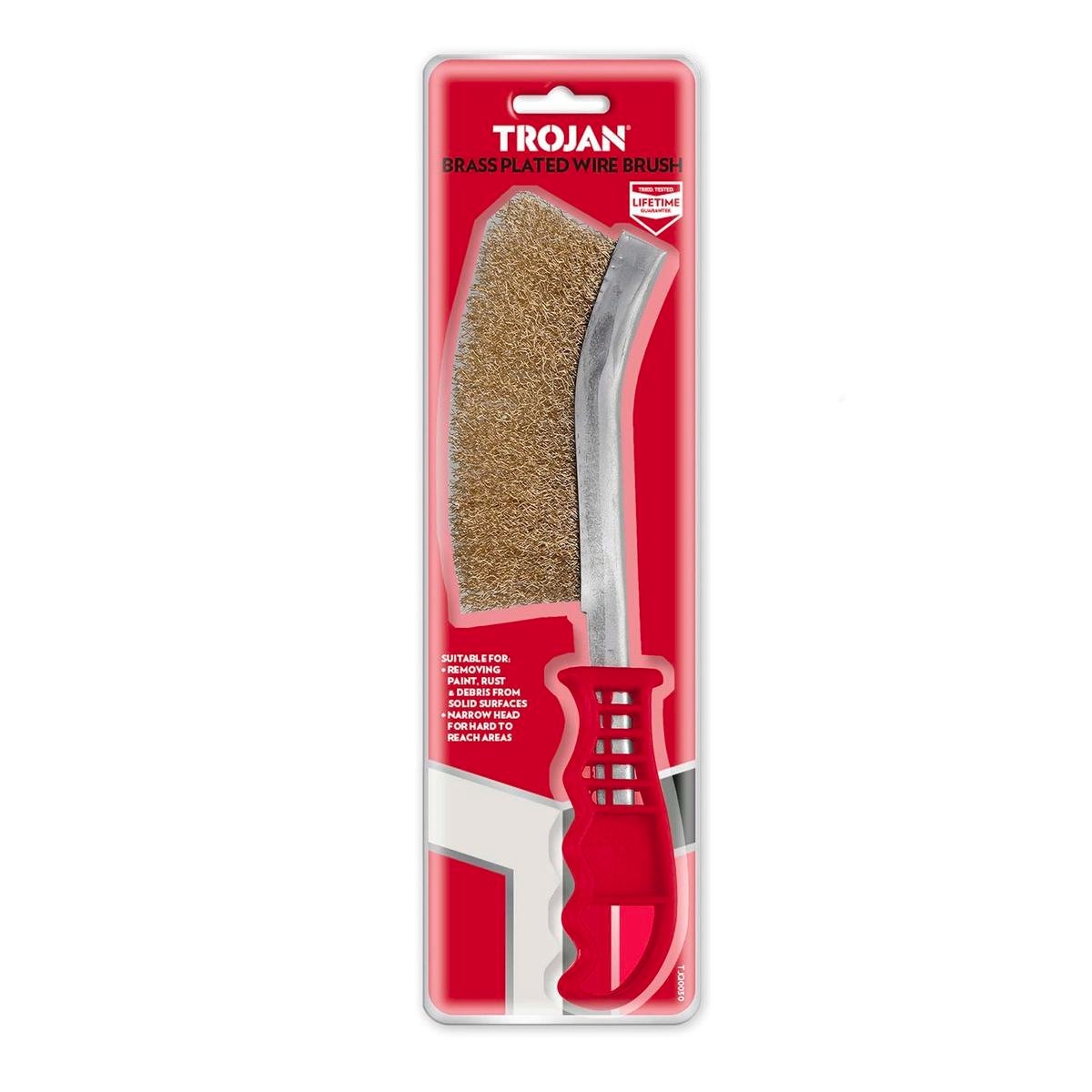 Trojan Brass Plated Wire Brush 310mm Rust and Paint Removal