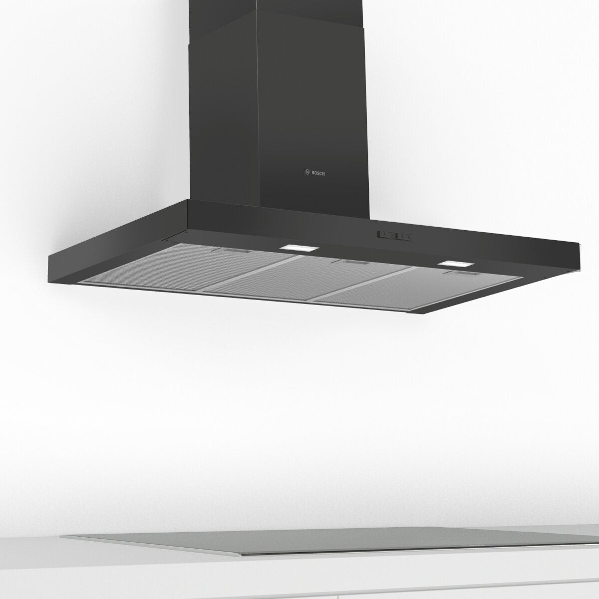 Bosch Series 2 90cm wall-mounted canopy rangehood - Matt black - 619m³/h, 3 speeds - DWB96BC60A