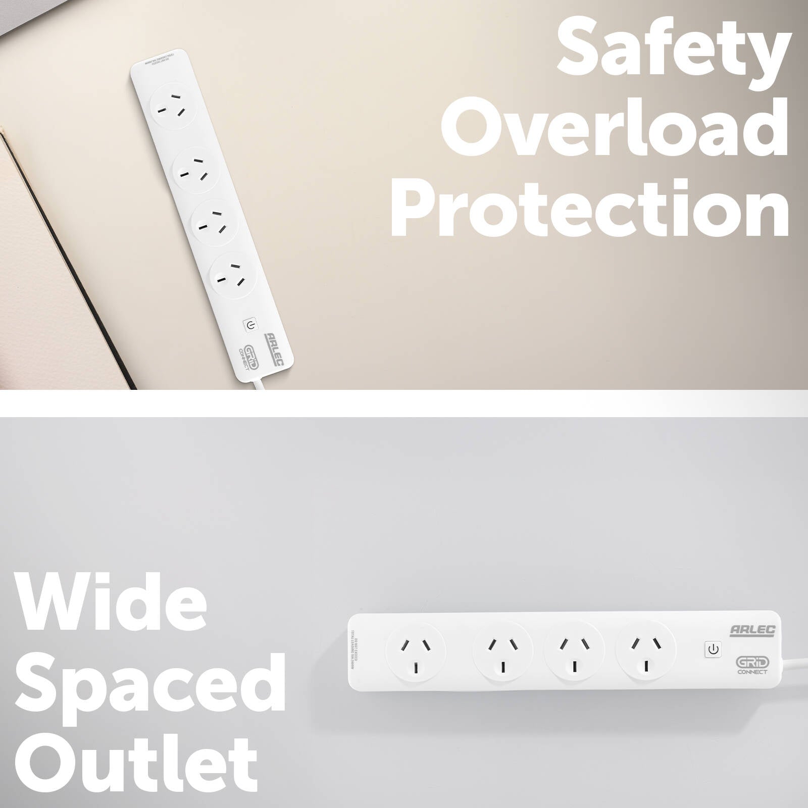 Arlec Grid Connect Smart 4 Outlet Powerboard White 0.9m Lead PB4KSHA