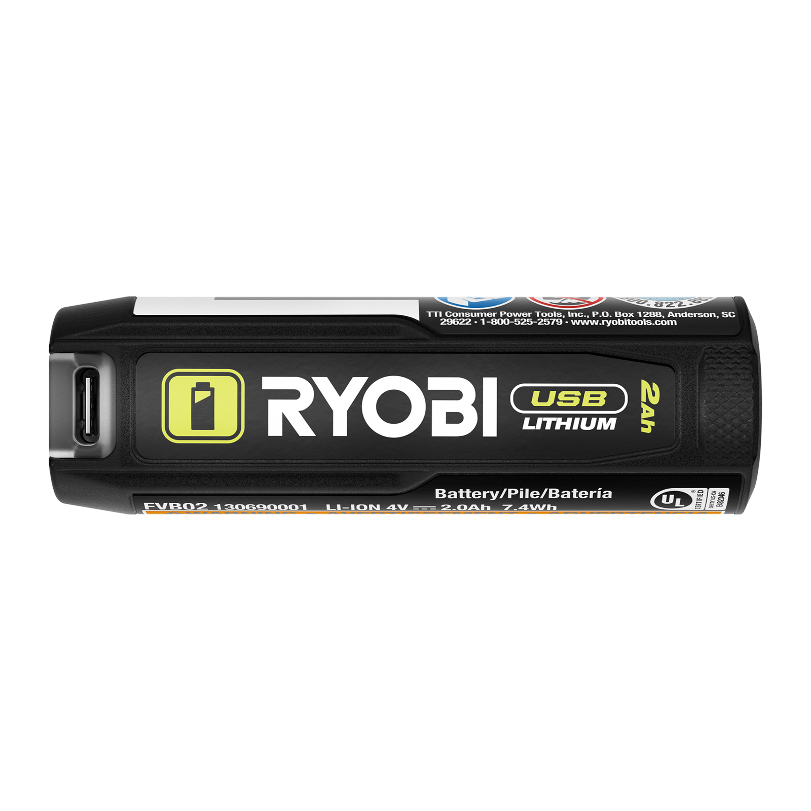 Ryobi USB Lithium 2Ah Battery and Power Bank Twin Pack RB4L2020 with USB-C Cable